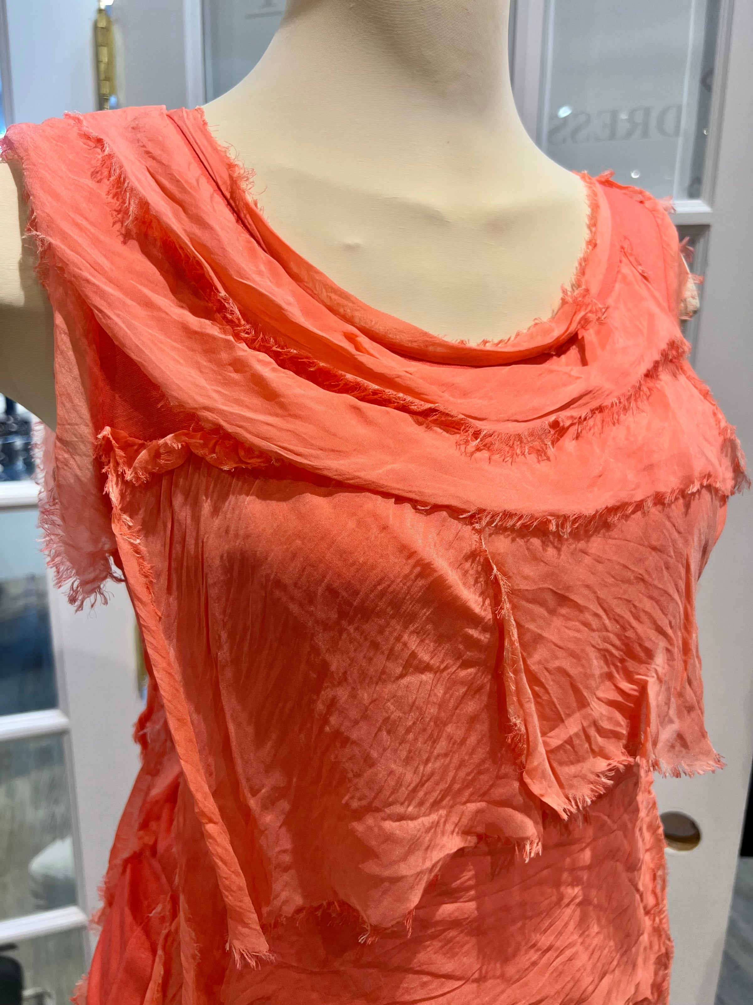 SILK RUFFLE LONG DRESS