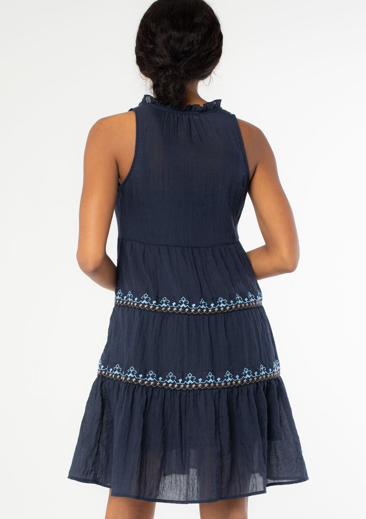 LOVESTITCH EMBROIDERED TIERED DRESS