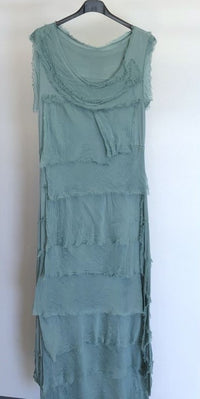SILK RUFFLE LONG DRESS