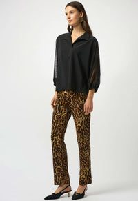 JOSEPH RIBKOFF STRETCH POPLIN MESH TOP