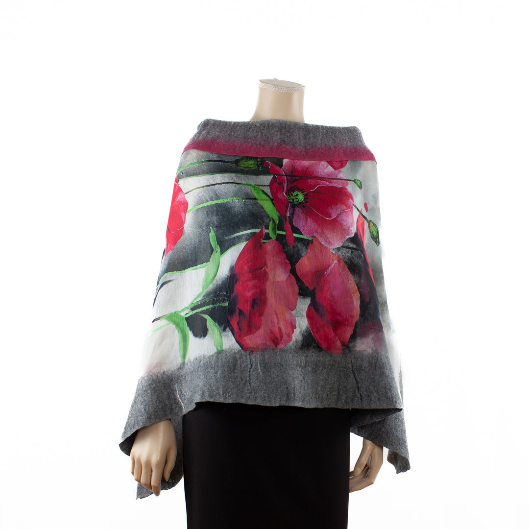 GALINA FELT WRAP WITH BROOCH