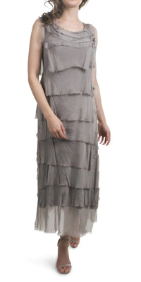 SILK RUFFLE LONG DRESS
