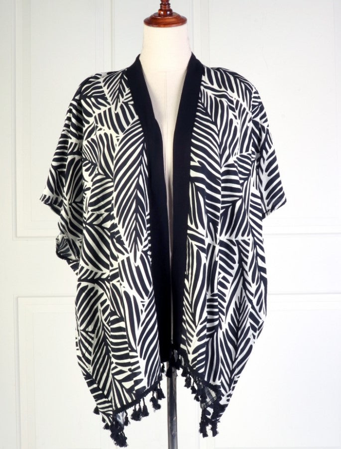 SUMMER PRINT  KIMONO W/TASSEL