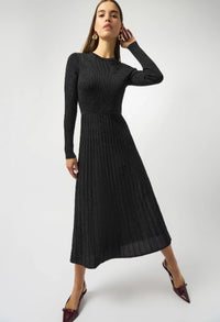 JOSEPH RIBKOFF KNIT FIT FLARE CREW DRESS