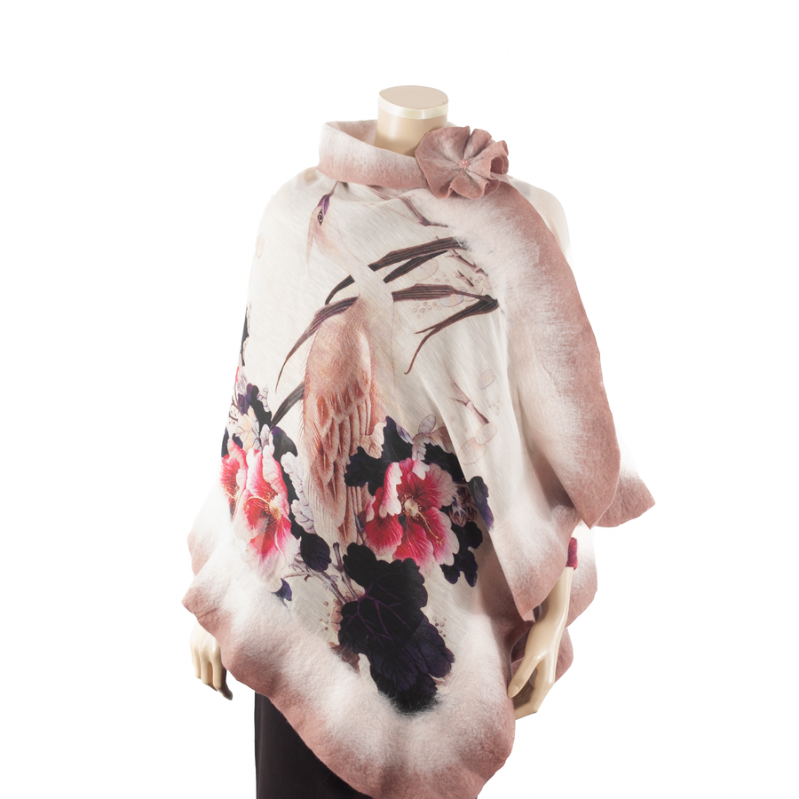 GALINA FELT WRAP WITH BROOCH