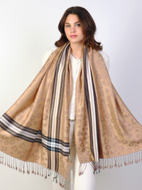 LEOPARD AND STRIPE PRINT PASHMINA SCARF