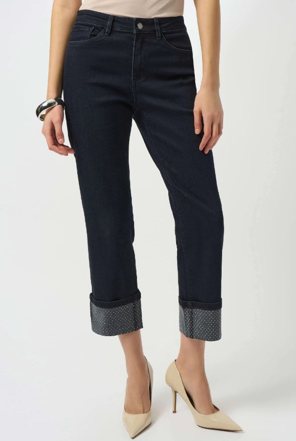 JOSEPH RIBKOFF STRAIGHT CROP STRETCH TURNED HEM