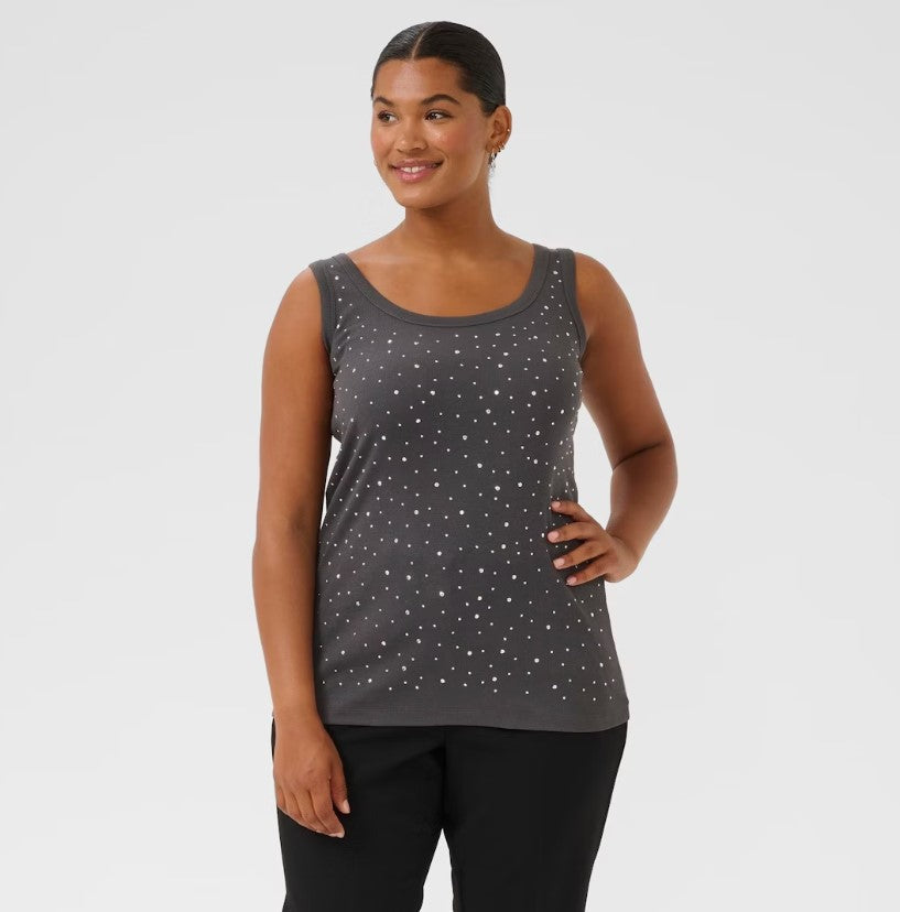KAFFE CURVE SPARKLING EMBELLISHED TANK TOP