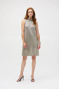 JOSEPH RIBKOFF FOIL KNIT STRAIGHT CUT DRESS