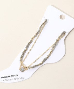 WONA ANKLET PPRCLP BEADED LAYERED