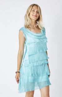 SILK RUFFLE SHORT DRESS