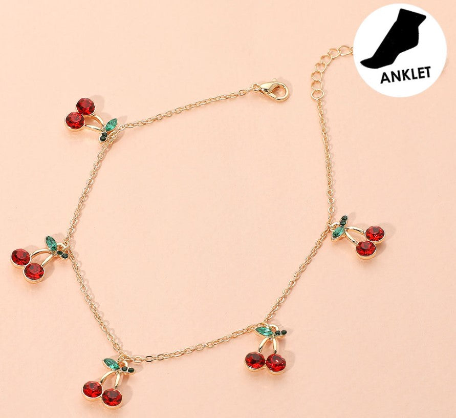 WONA ANKLET CHERRY STONE CHARM