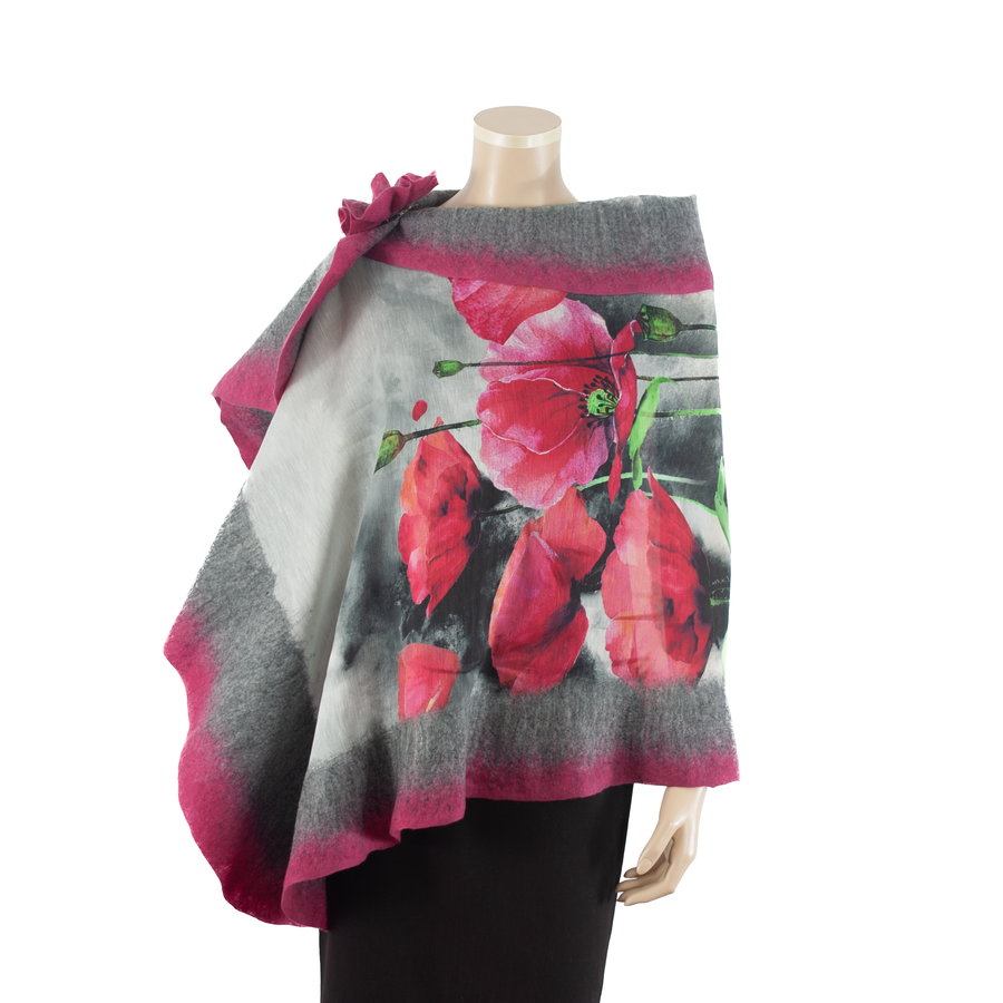 GALINA FELT WRAP WITH BROOCH