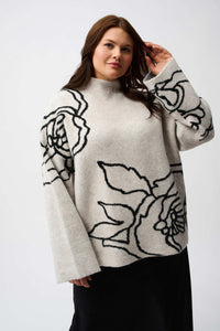 RIBKO SWEATER EMB FLWR