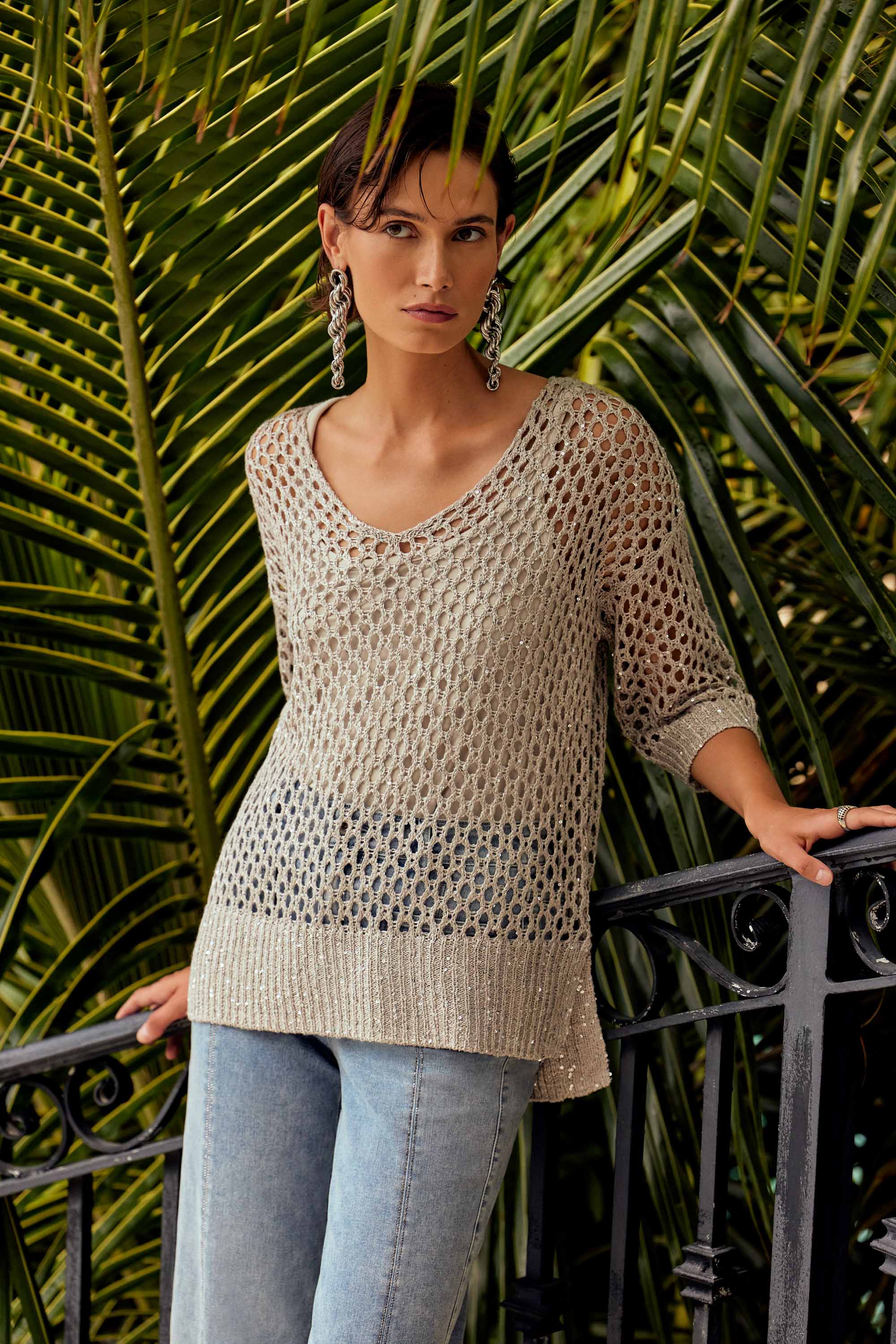 JOSEPH RIBKOFF  SWEATER - OPEN SEQUIN