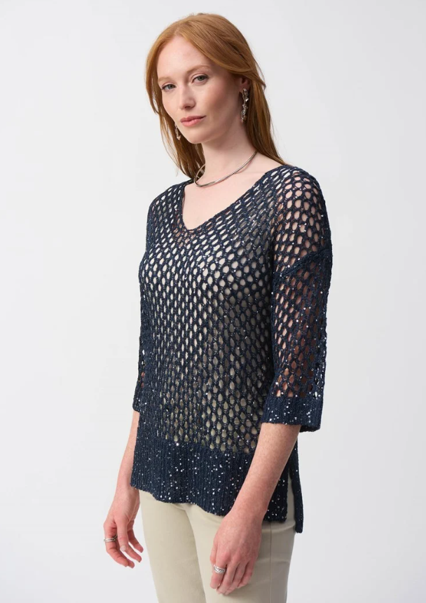 JOSEPH RIBKOFF  SWEATER - OPEN SEQUIN