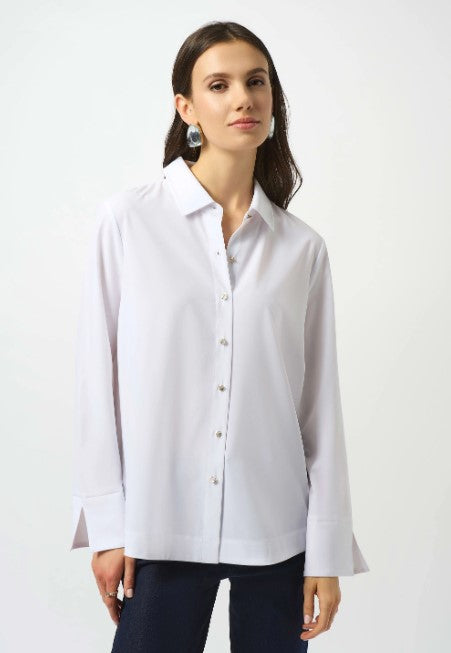 JOSEPH RIBKOFF STRETCH POPLIN BUTTON UP TOP