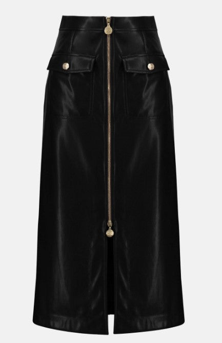 RIBKO SKIRT LEATHERETTE LONG PENCIL