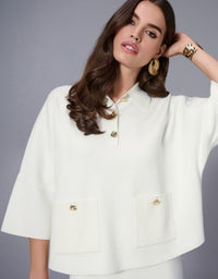 JOSEPH RIBKOFF KNIT PULLOVER COLLARED SWEATER