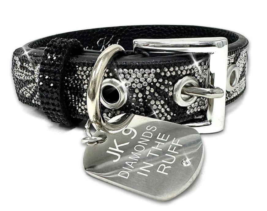 JK DOG COLLAR FLOWER POWER DIAMOND IN RUFF