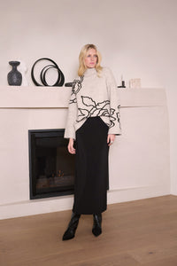 RIBKO SWEATER EMB FLWR