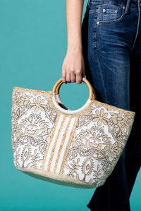 JUTE FLORAL BAG