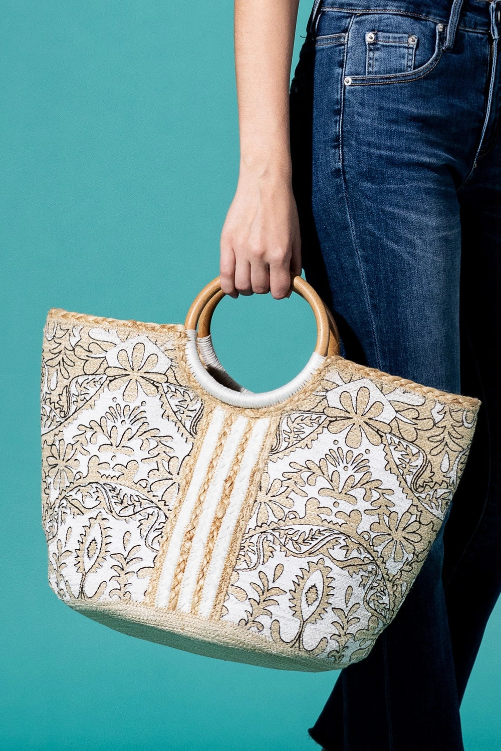JUTE FLORAL BAG