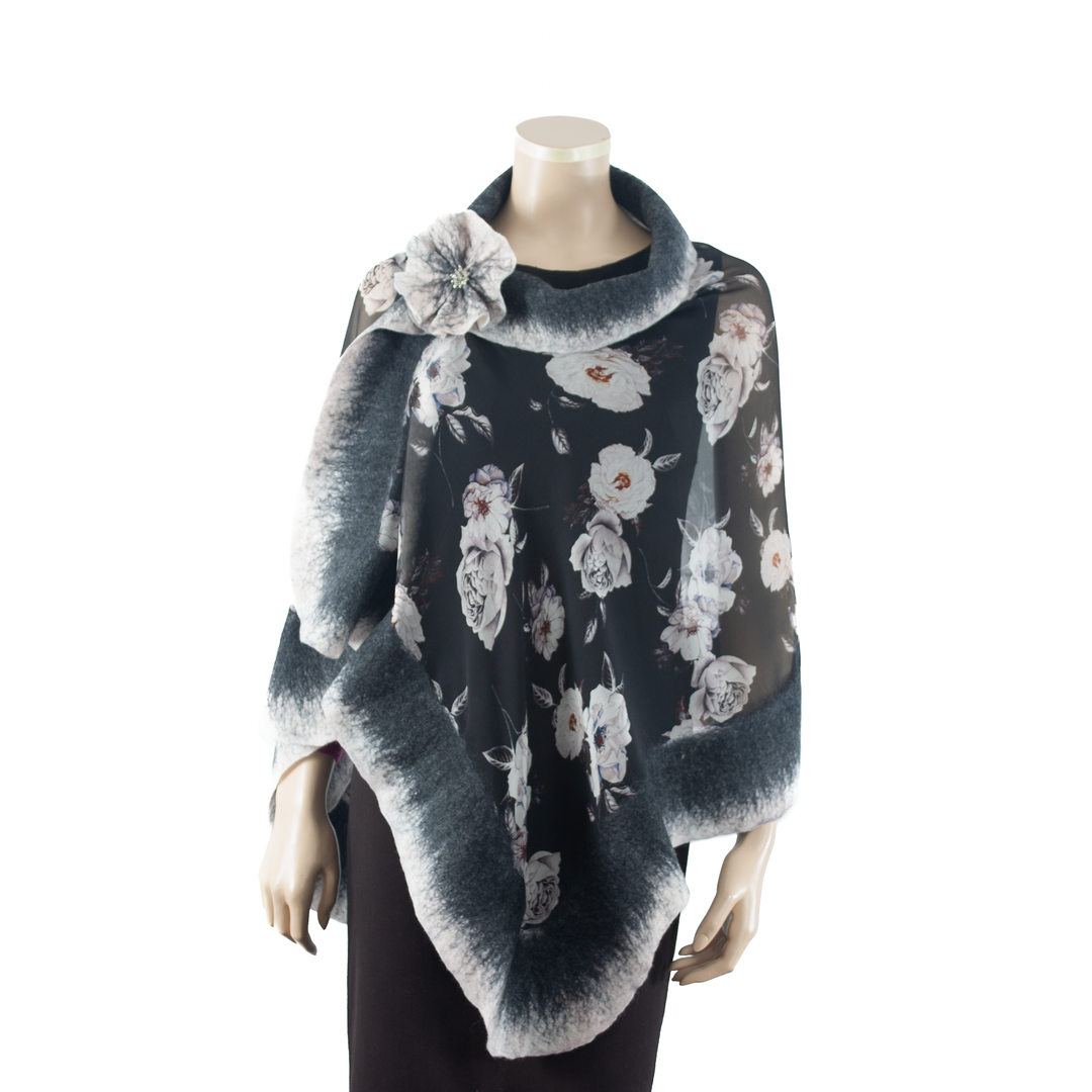 GALINA FELT WRAP WITH BROOCH
