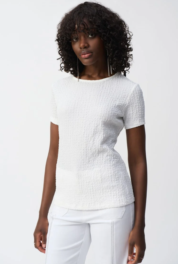 JOSEPH RIBKOFF PUCKERED KNIT FITTED TOP