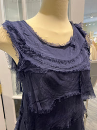 SILK RUFFLE LONG DRESS