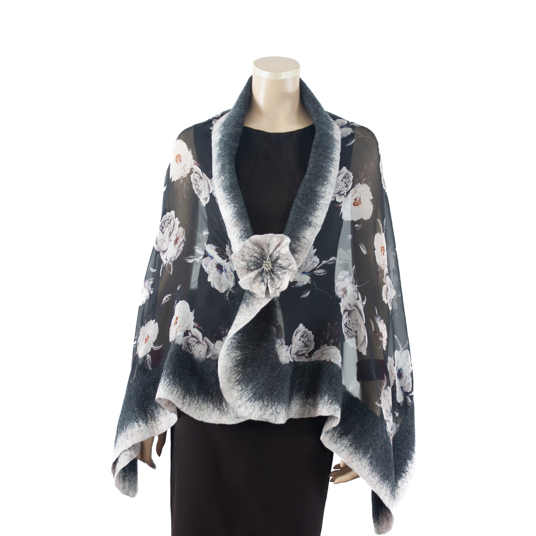 GALINA FELT WRAP WITH BROOCH
