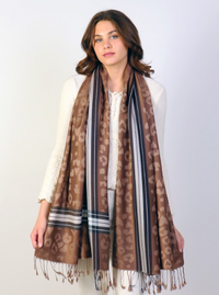 LEOPARD AND STRIPE PRINT PASHMINA SCARF