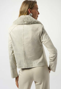 JOSEPH RIBKOFF  JACKET FOILED SUEDE FAUX FUR