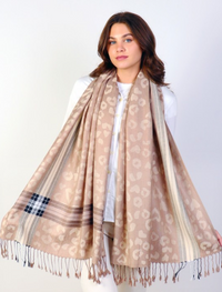 LEOPARD AND STRIPE PRINT PASHMINA SCARF