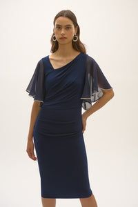 RIBKO DRESS SLKY KNIT CHFFN SHEATH