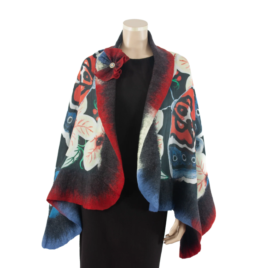 GALINA FELT WRAP WITH BROOCH