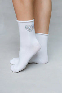 SOCKS WITH CRYSTAL HEART DESIGN