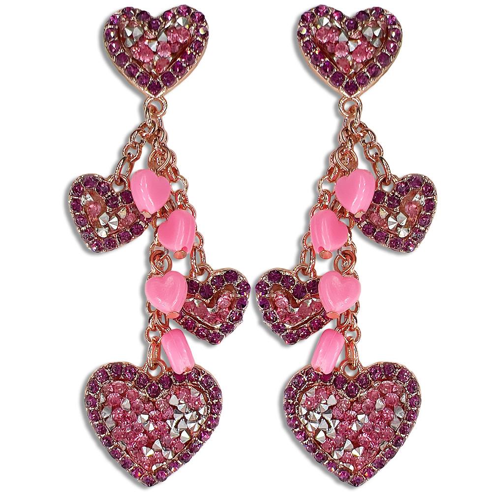 Pink crystal 2025 heart earrings