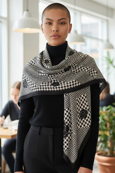 CATH SCARF HOUNDSTOOTH FLOWER