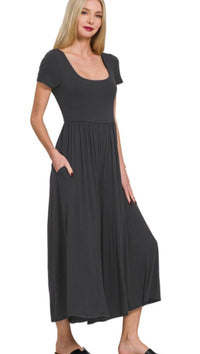 DOUBLE LAYER SHORT SLEEVE JUMPSUIT