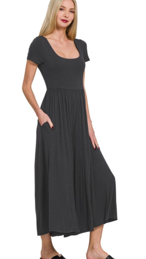 DOUBLE LAYER SHORT SLEEVE JUMPSUIT