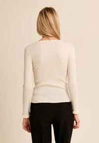 MOLLY SWEATER RIBBED KNIT LACE COLLAR