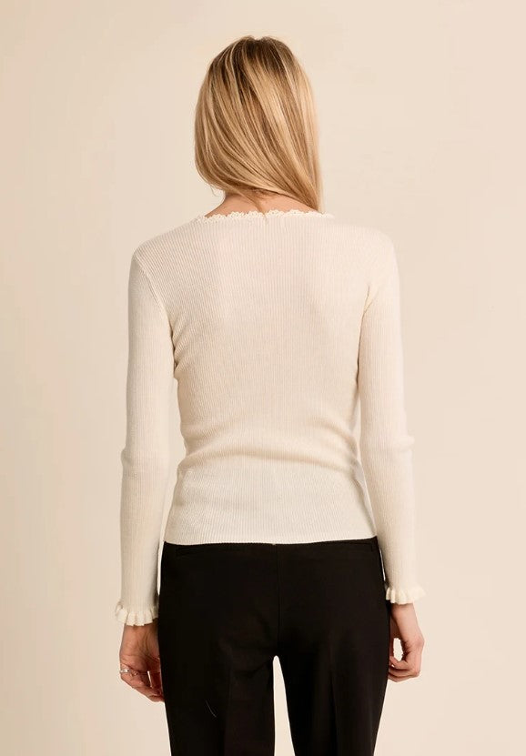 MOLLY SWEATER RIBBED KNIT LACE COLLAR