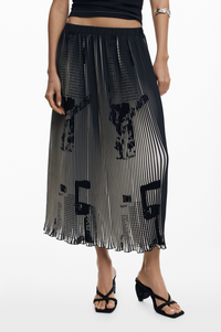 DESIGUAL PRINTED  PLEAT SKIRT