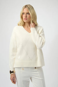 JOSEPH RIBKOFF SWEATER SEQUIN VNECK