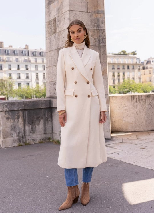 ATTENTIF COAT FITTED DOUBLE BREASTED LONG