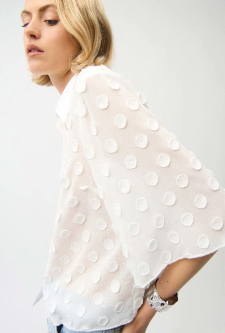 JOSEPH RIBKOFF SHORT SLEEVE DOT BLOUSE