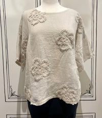 ORANGE LILA BLOOM STITCH TOP