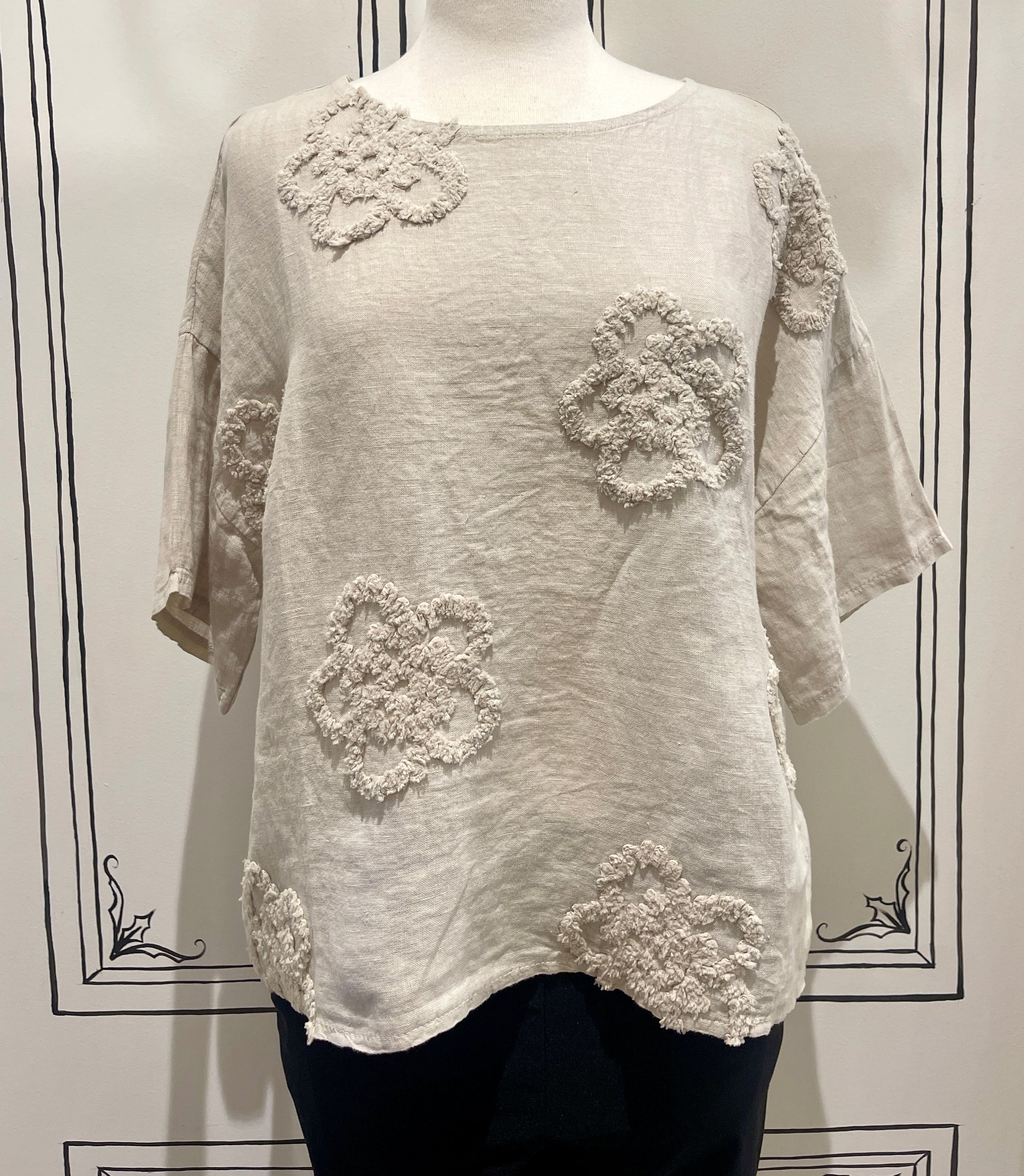 ORANGE LILA BLOOM STITCH TOP