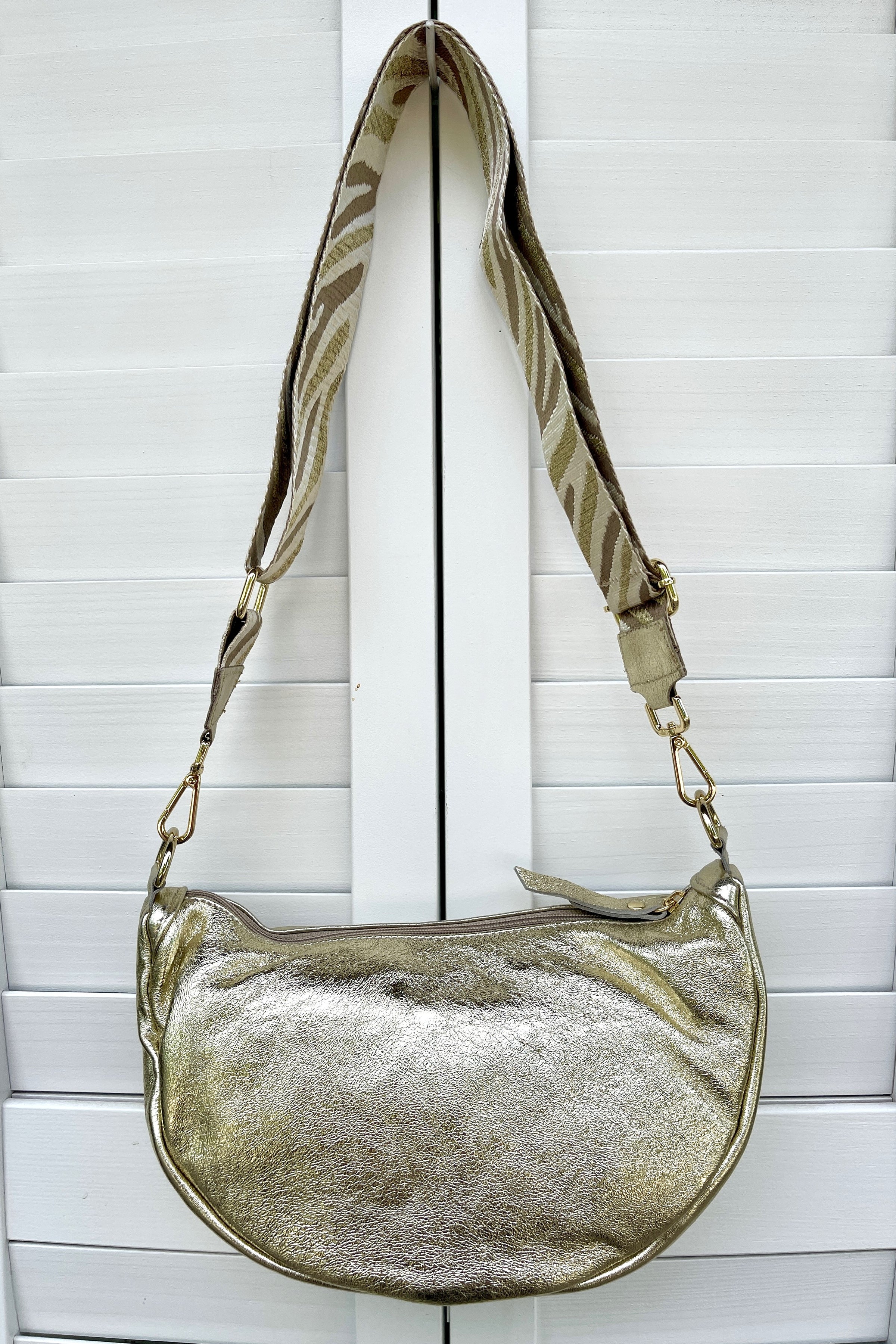 ITALIAN LEATHER CRESCENT SHAPE BAG